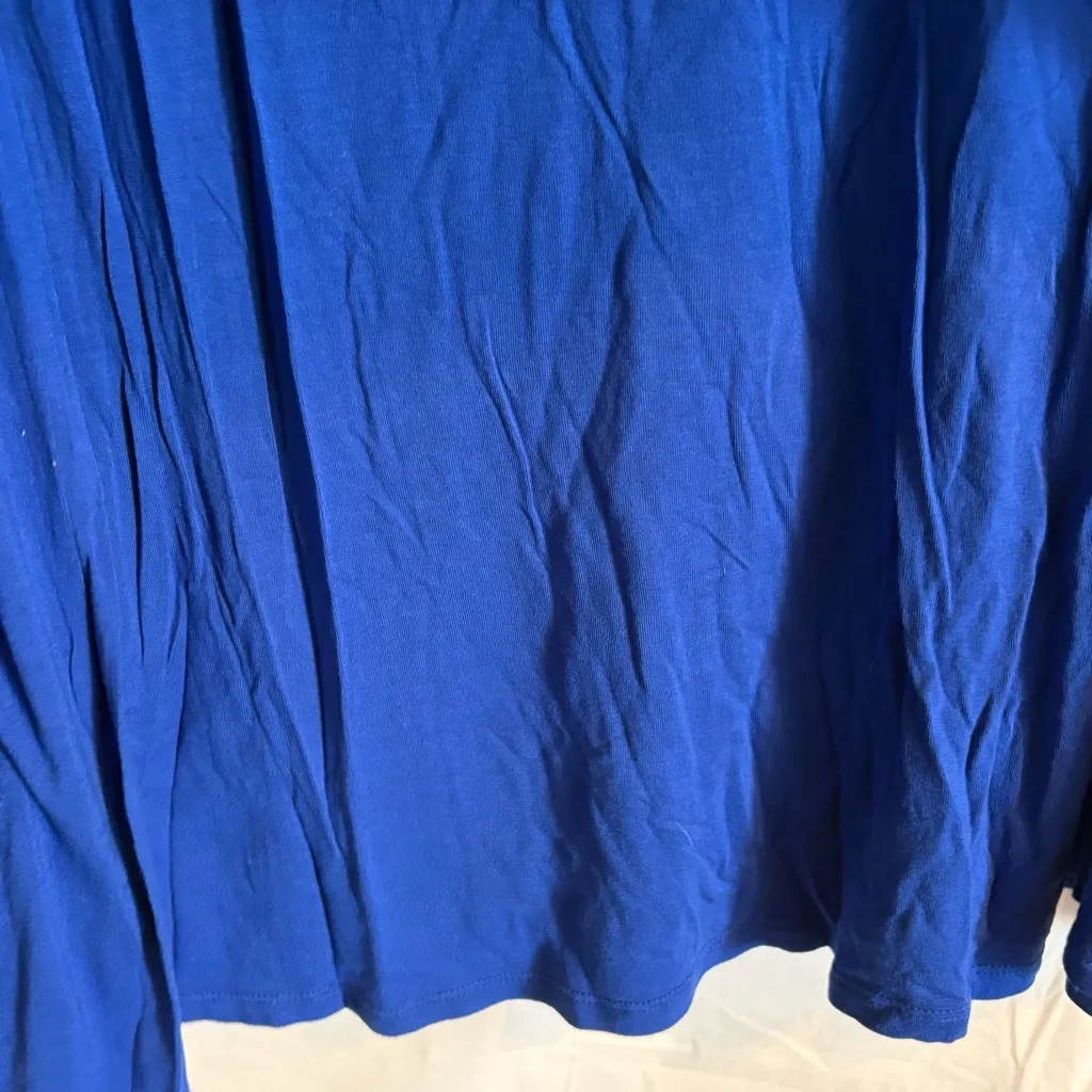 Catherine's Angled Duet Top Size 3X Blue Palm Blouse‎ Flowy Plus Size Flattering - Image 7