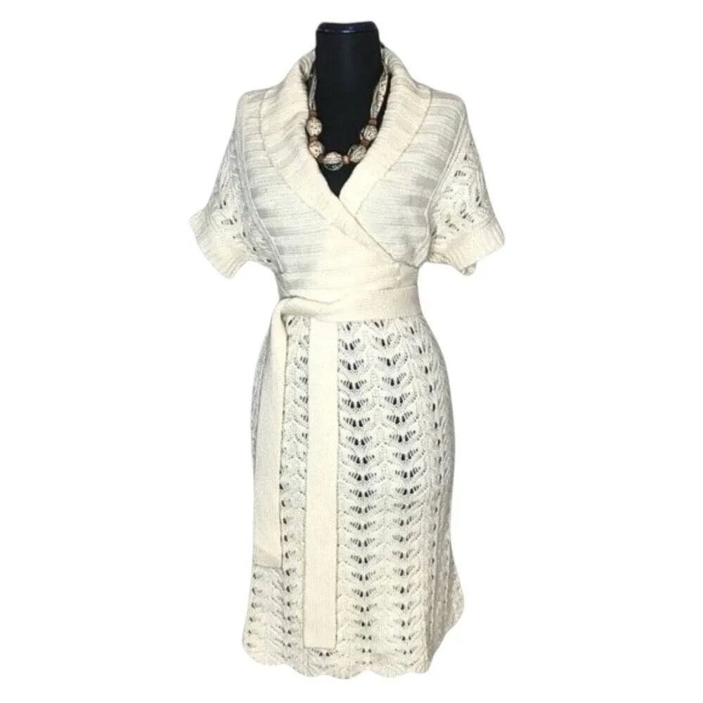 ✨Moda International VS Y2K Sweater Sz XL Cream Cable Knit Wool Dress✨ - Image 3