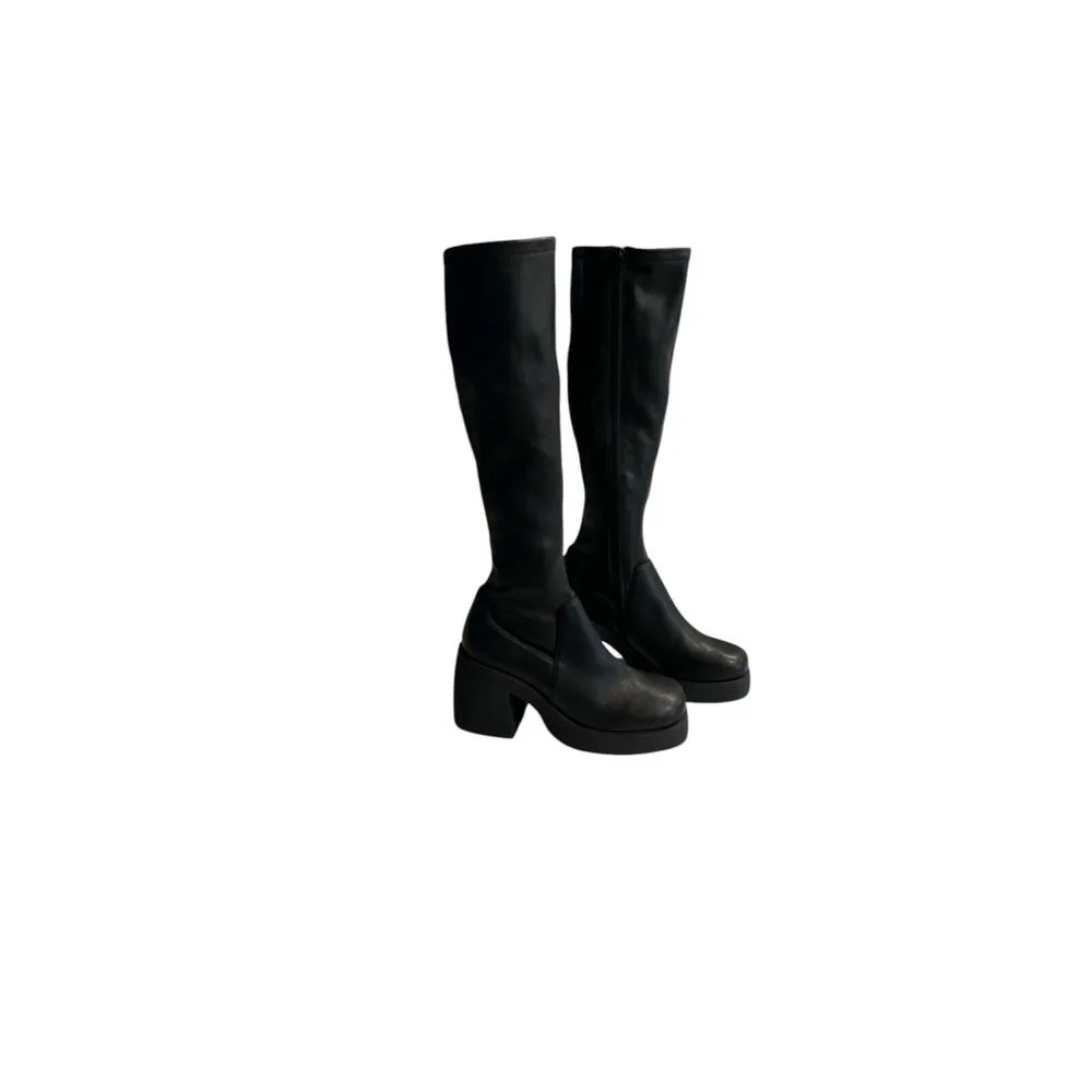 NWT Steve Madden Platform‎ Black Heeled Boots Women Size 6.5 Bailey - Image 5