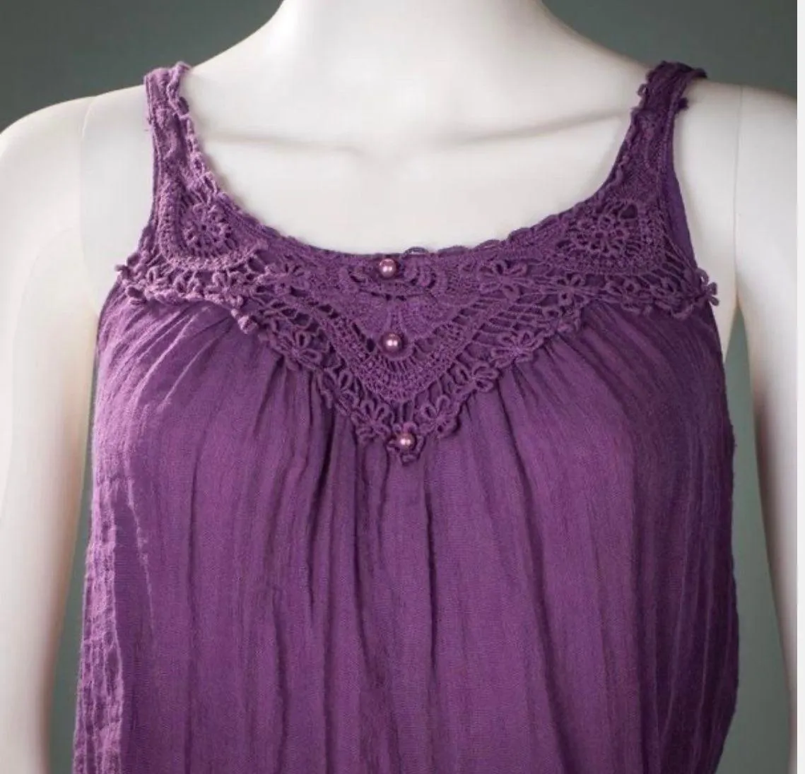Sz S Deep Purple Gauze Type Summer Top Sleeveless So Cute! - Image 3