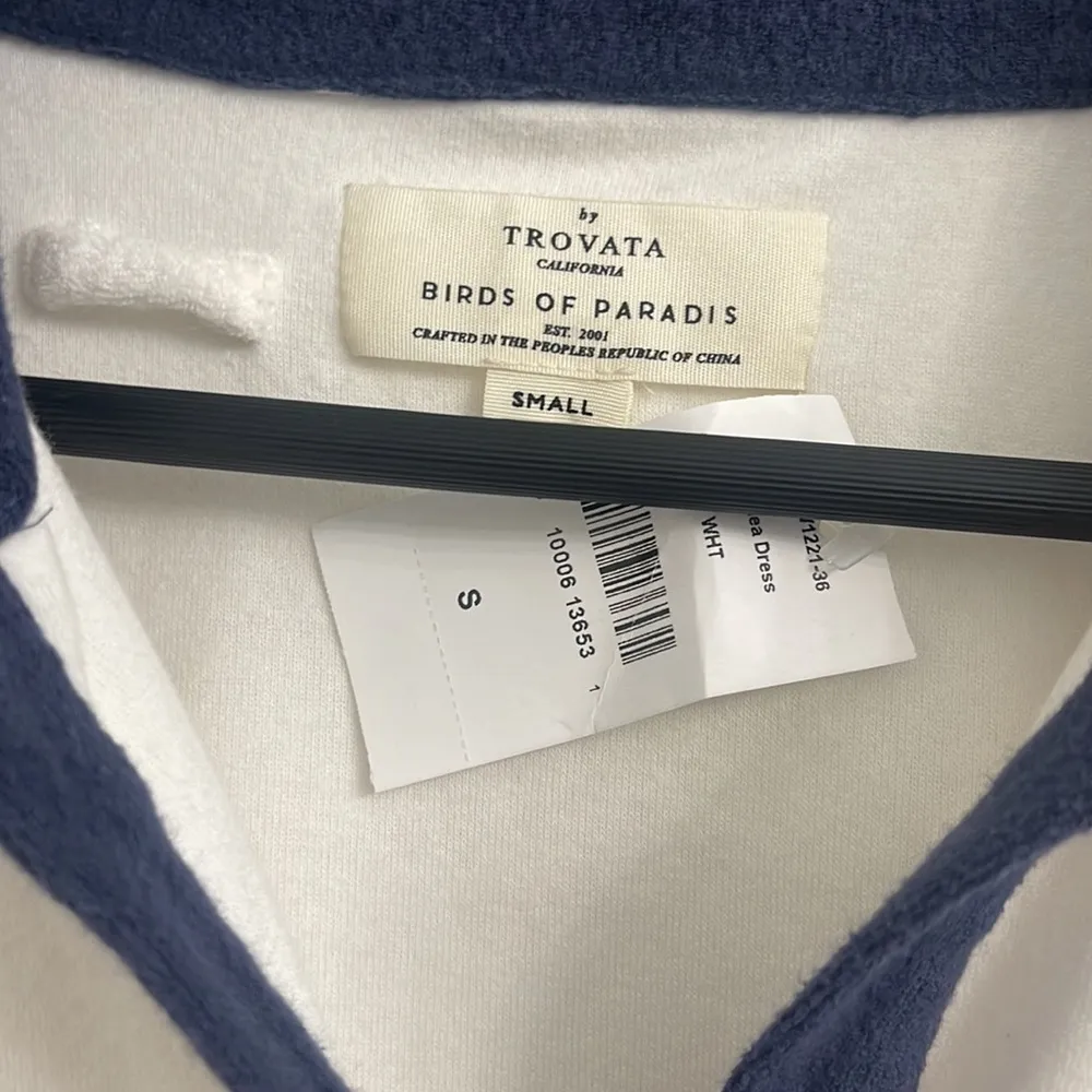 Trovata Birds of Paradis Althea Terry Cloth Dress in White Blue Size sma… - Image 4