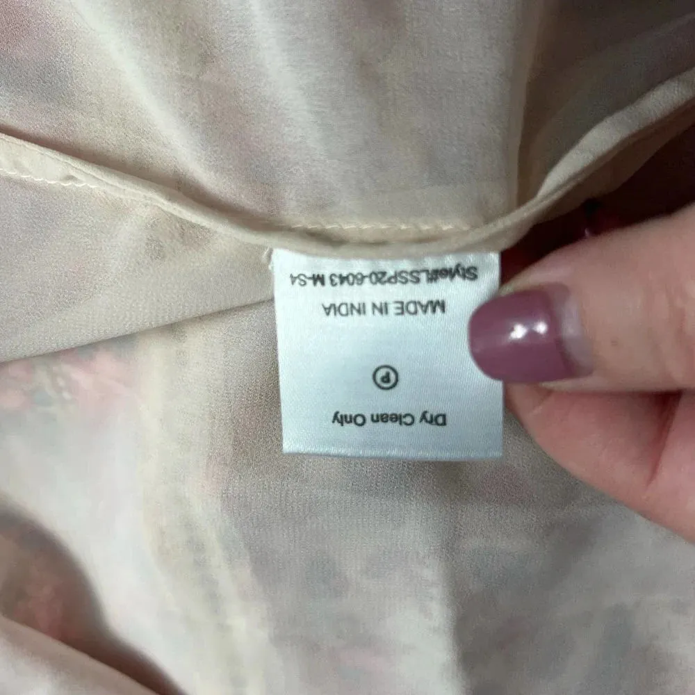 Anthropologie Love The Label Dress Long Sleeve Floral Print‎ Pink Cream Size XS - Image 11