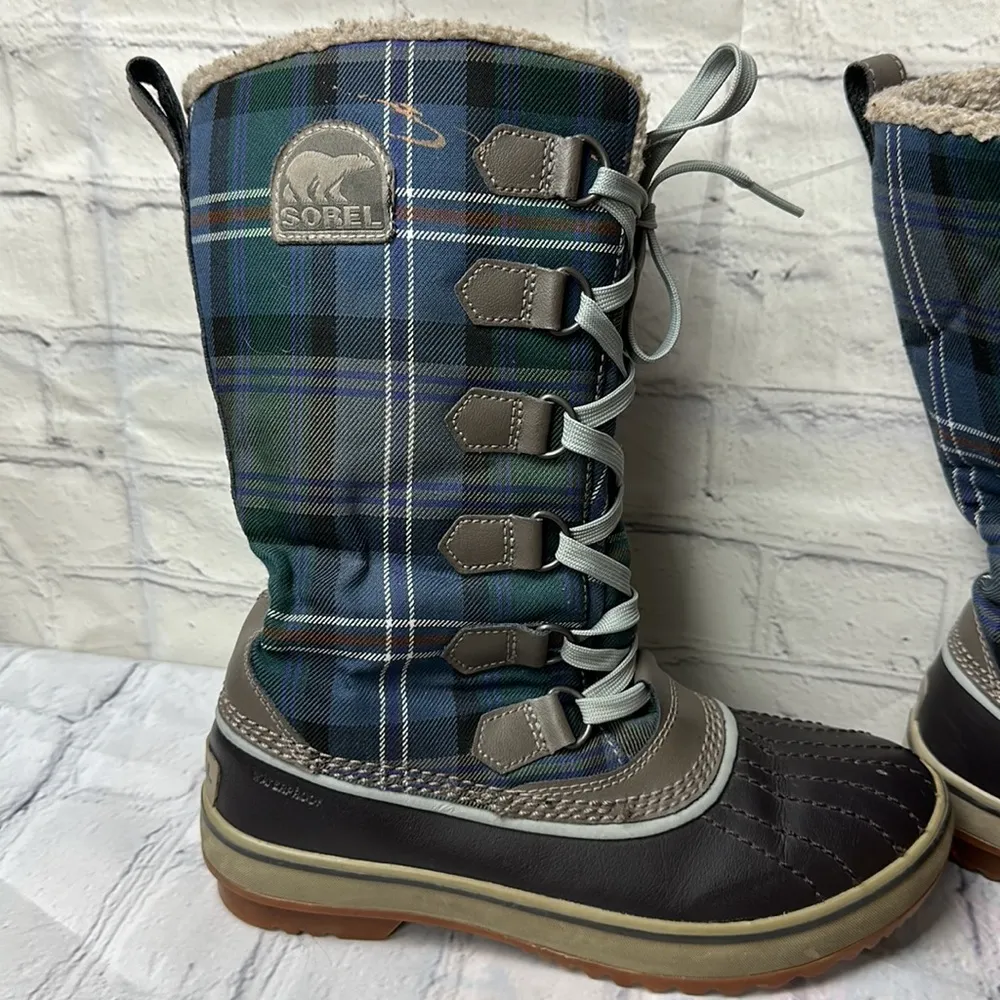Sorel Tivoli high winter lace up boots plaid waterproof size 6 - Image 2