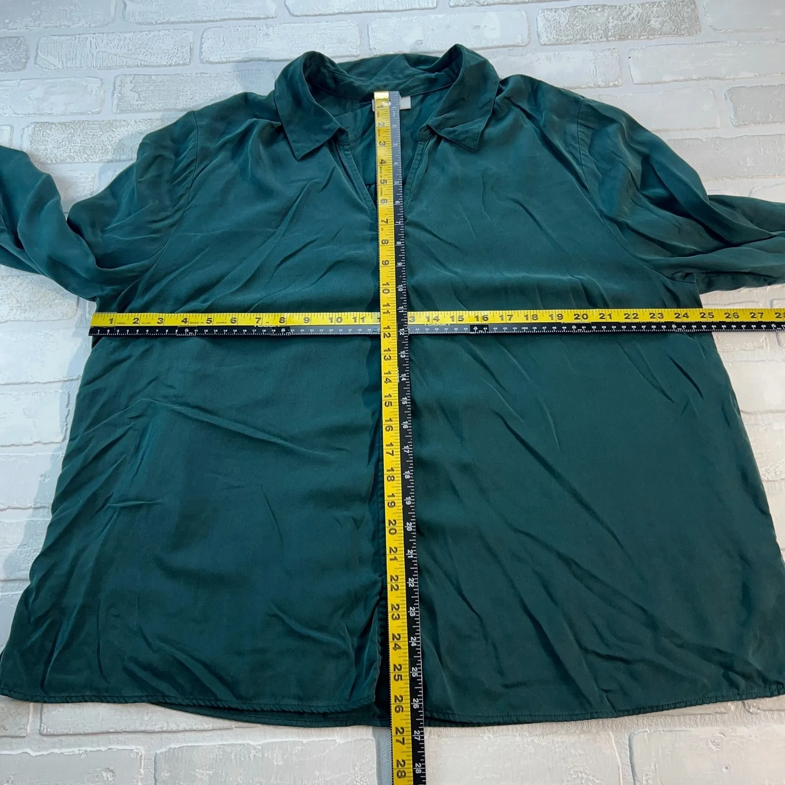 J Jill Blouse Top Womens 2X Green Button Up Long Sleeve Relaxed Fit V - Image 2