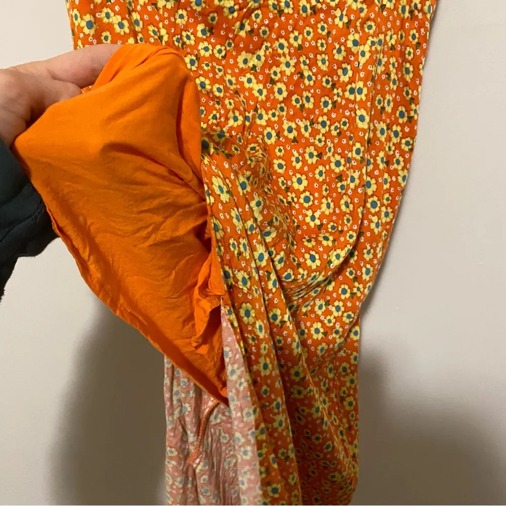 Urban Outfitters Orange Retro Floral Midi Dress - Image 7