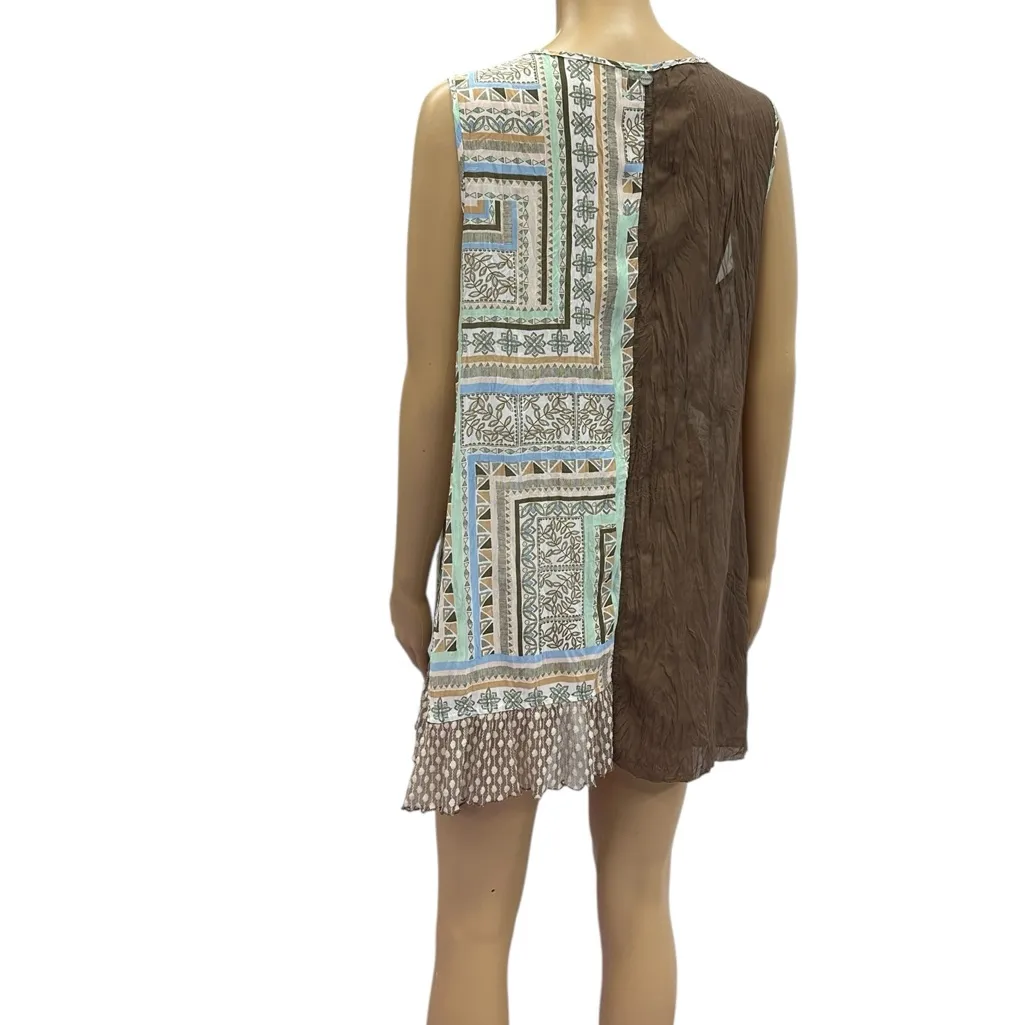 Threadz Australia Sleeveless Patchwork Asymmetrical Lightweight Top Womens Small Brown - Image 6