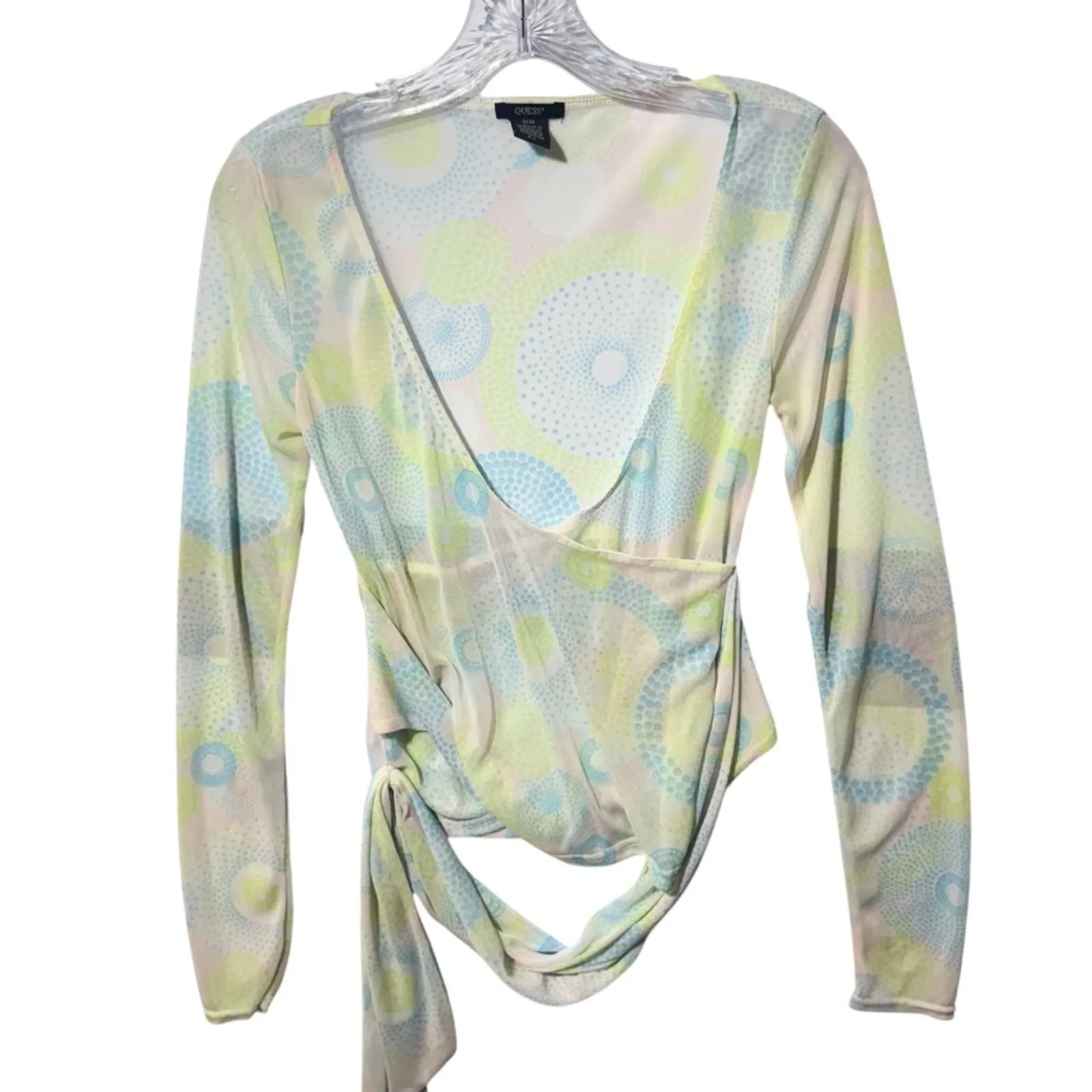 Guess Women's Medium Pastel  Sheer Long Sleeve Blouse - Image 2