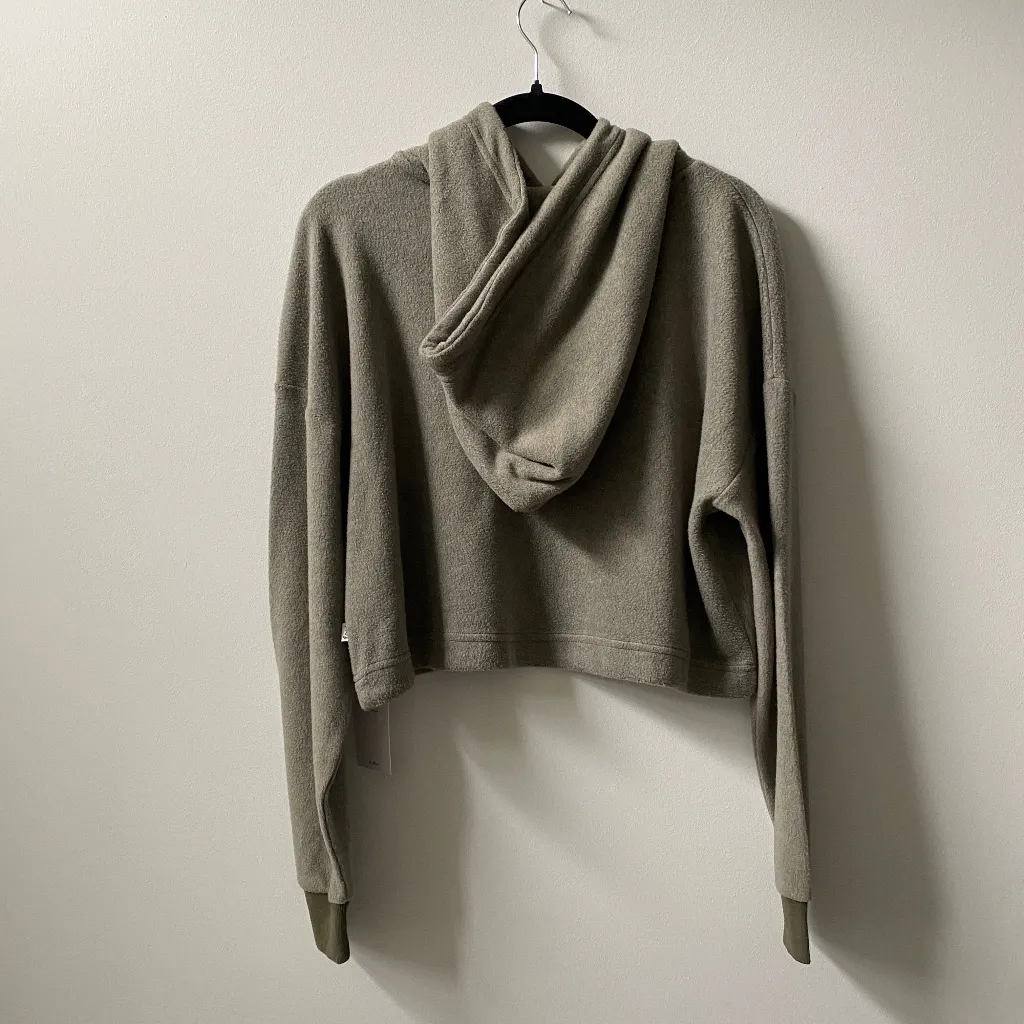 FEAT BlanketBlend Cropped Hoodie in Dark Olive Sage Green - Image 4