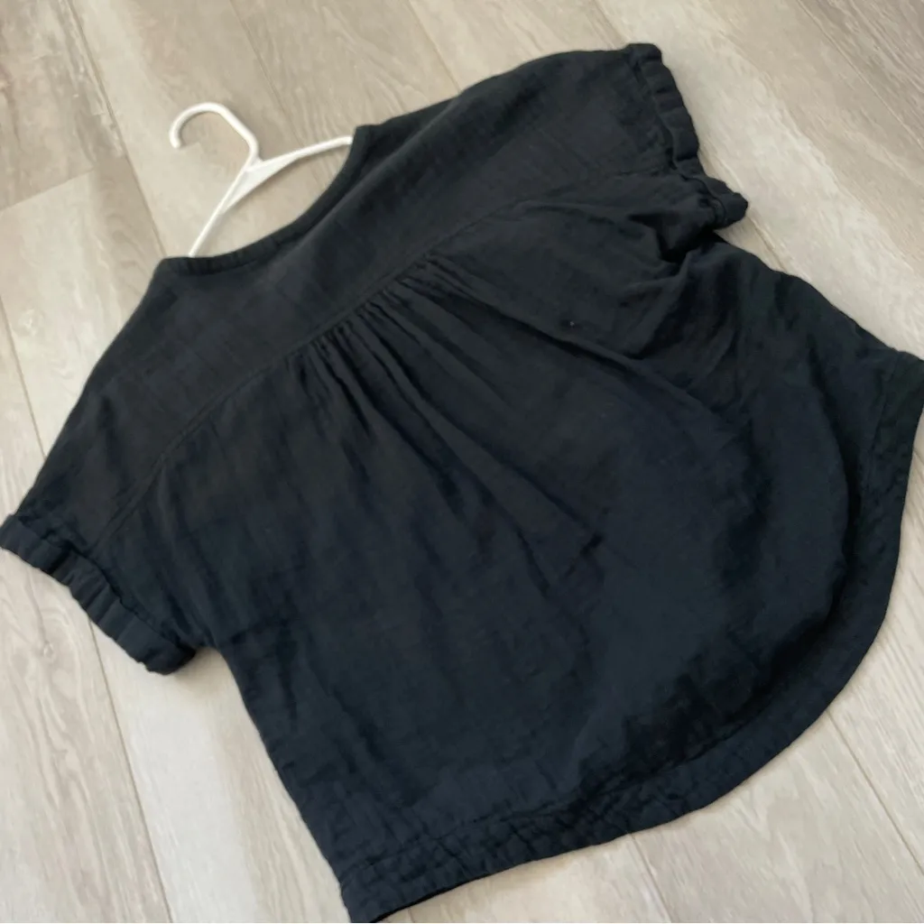 Pact Gauze Top organic cotton popover womens Blue xsmall coastal natural casual Size XS - Image 6