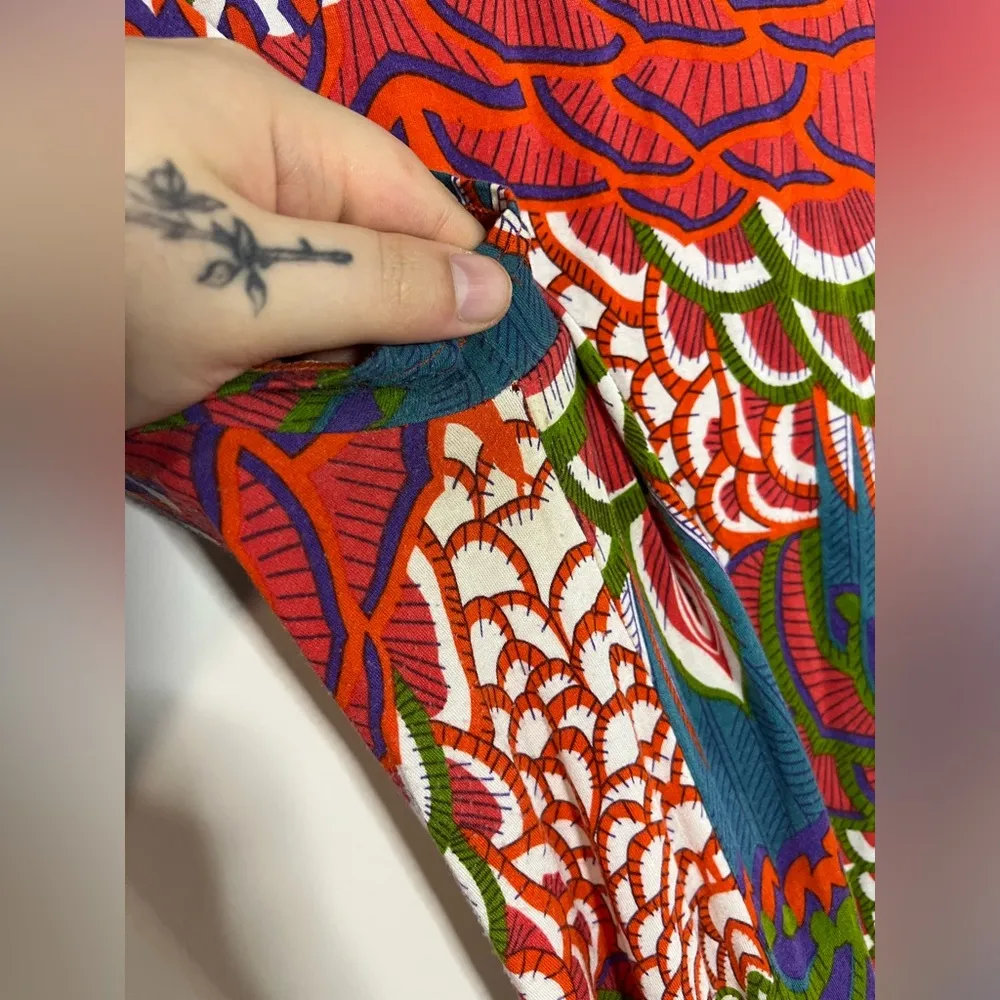 Joyous & Free Cap Sleeve Midi Dress Medallion Boho Beaded Sequins Rocks Sz Small Red - Image 15