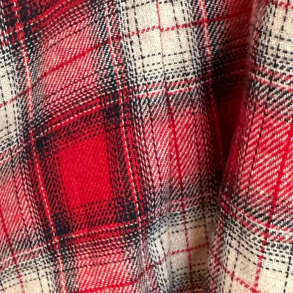 Nasty Gal Red Plaid Flannel Off-Shoulder Oversized Shirt Dress Size Small S - Image 6