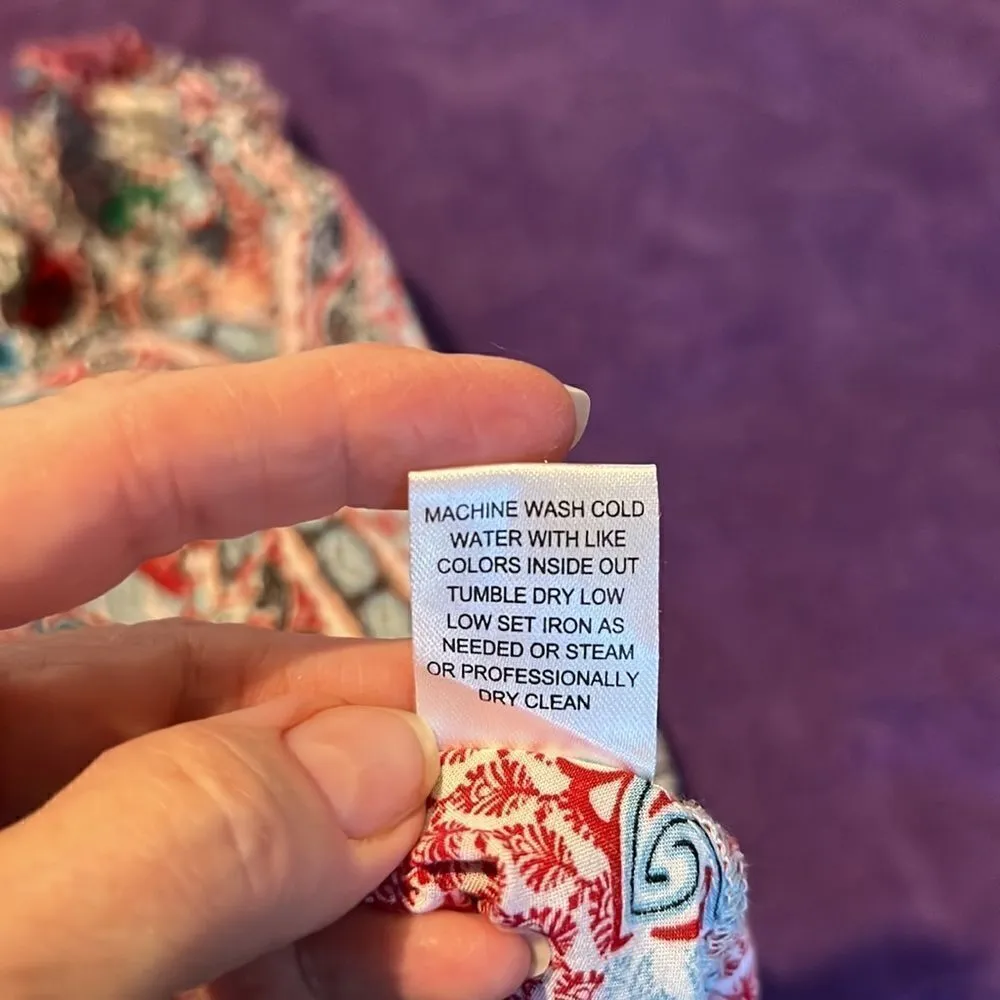 Grand & Greene off the shoulder ruffled sleeves w/ pom pom trim cute & colorful Red Size L - Image 13