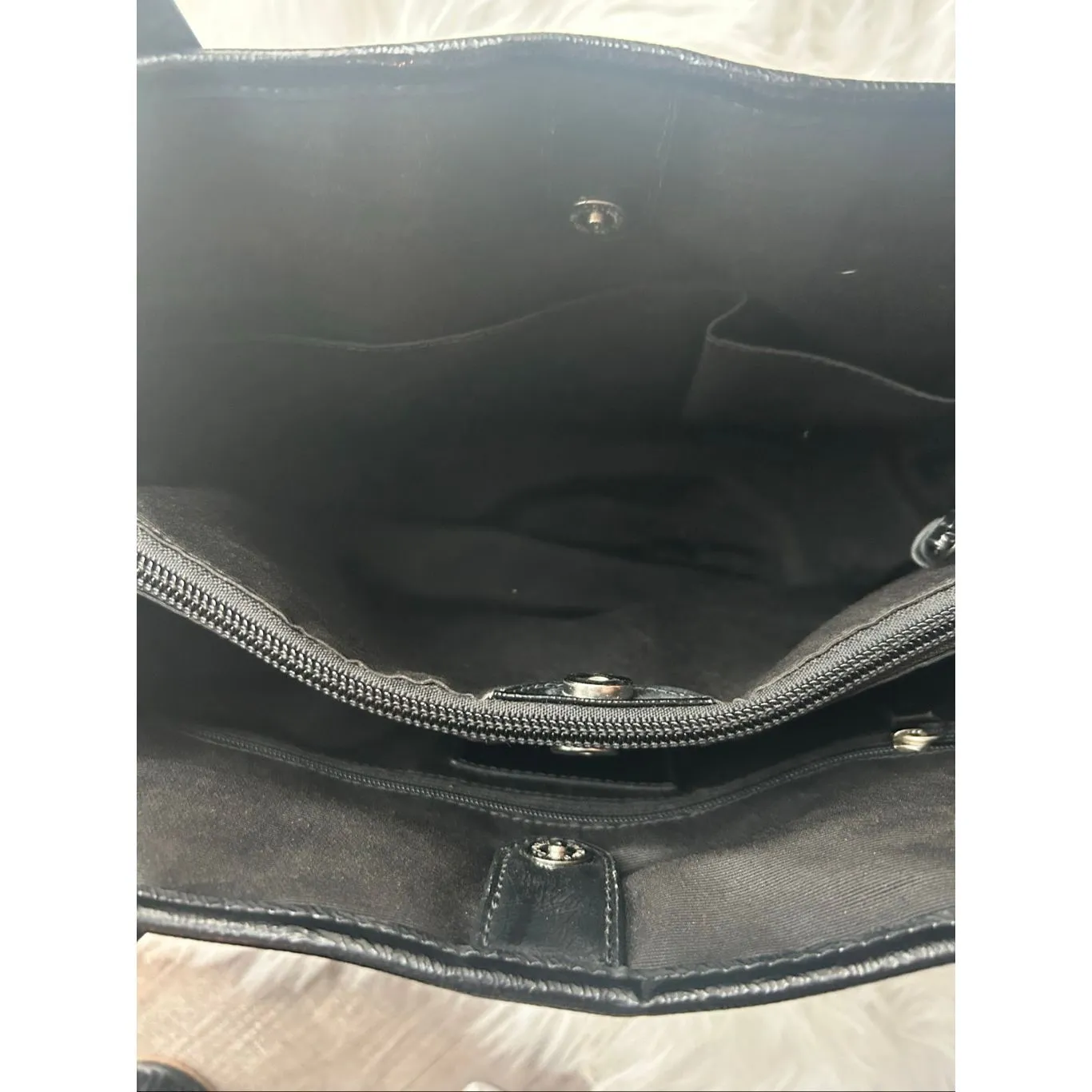 Coach Black Signature Python Stripe Carryall shoulder Bag 14x10x6 hobo - Image 7