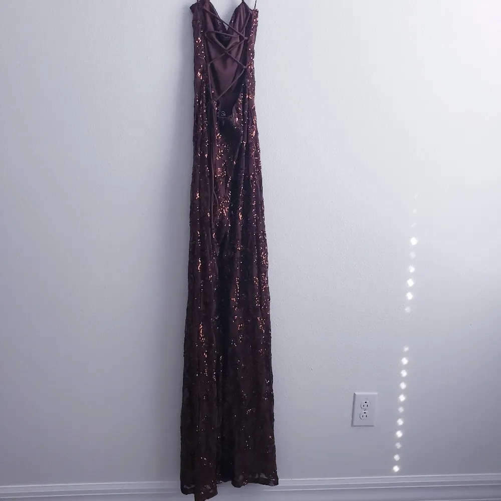 Windsor Radiate  Brown Sequin Lace Up Jumpsuit - Image 7