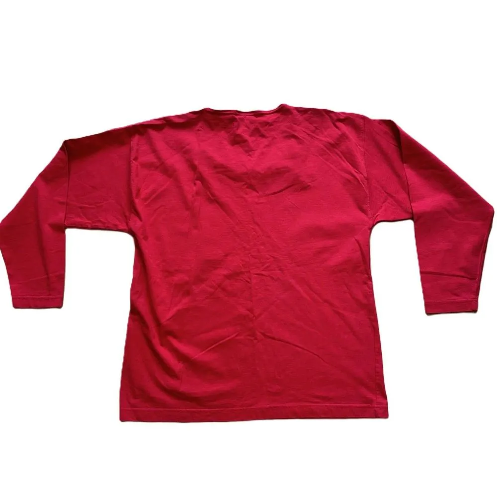 Vintage Christmas Jingle Bells Top Size M Long Sleeve Red Gold Holiday Size M - Image 5