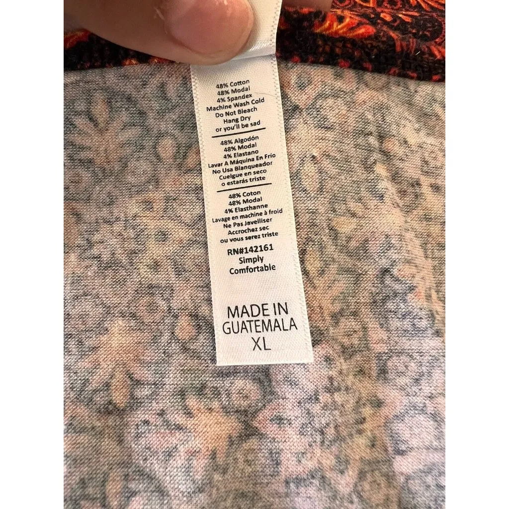 Lularoe Womens Shirt‎ Size XL Short Sleeve Red Black Hi Low Comfort Loungewear - Image 7