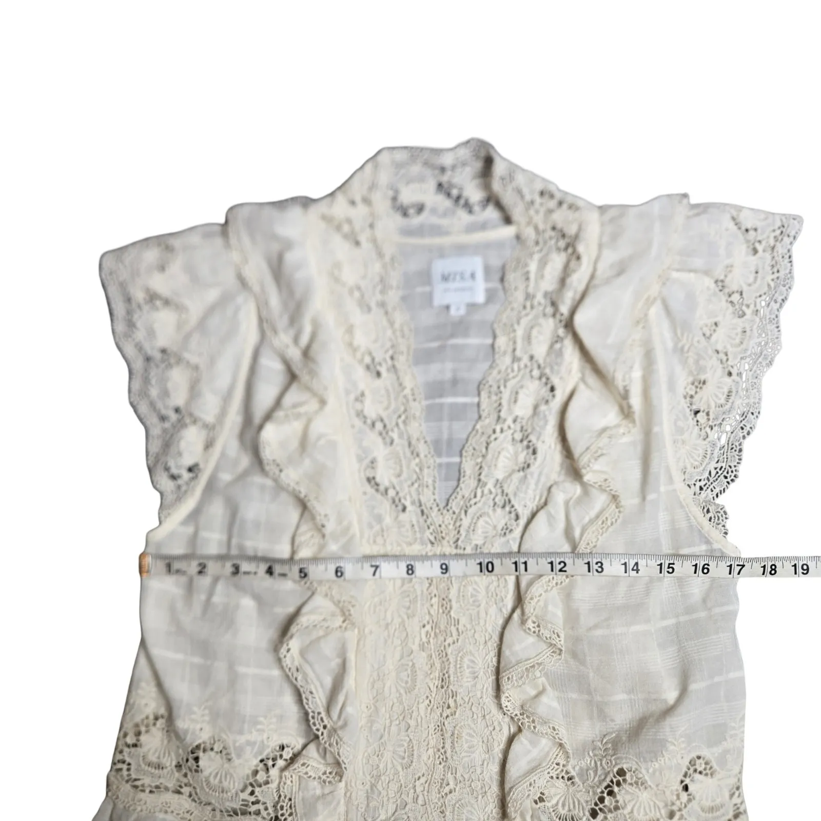 MISA Los Angeles Boho Eyelet Ingrid Top Size: S - Image 3