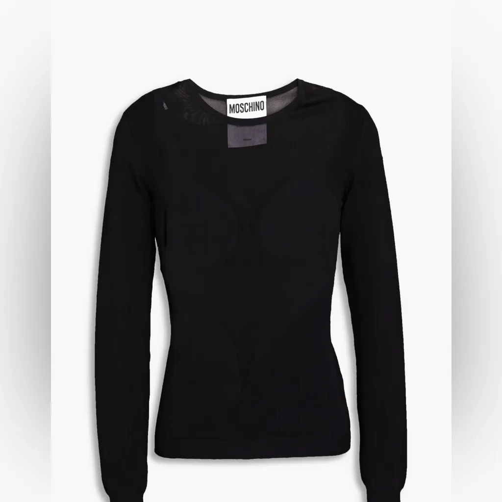 Moschino‎ Couture Stretch Knit Sheer Paneled Top - Image 2