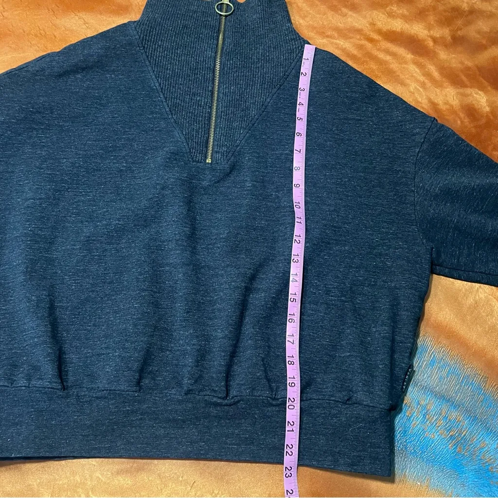 Varley Miller Half Zip-Up Sweatshirt Medium Marl black gray Fold over collar - Image 14