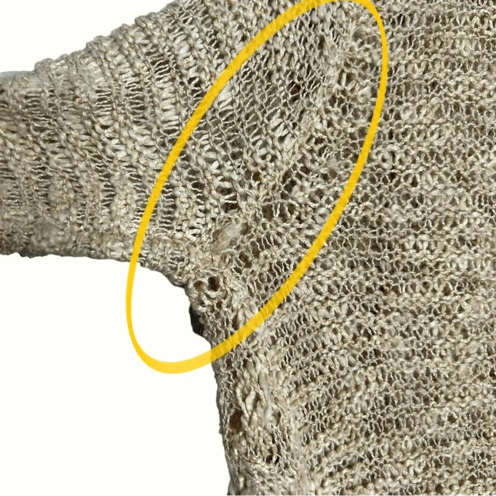 Roz & Ali Oatmeal Tan Chunky Knit Open Front Cardigan Sweater - Image 15