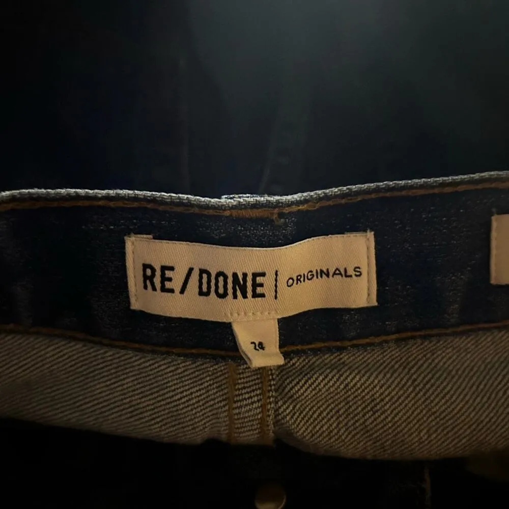 RE/DONE  Raw Hem Hidden Button Fly Slim Jeans Size 24 - Image 3