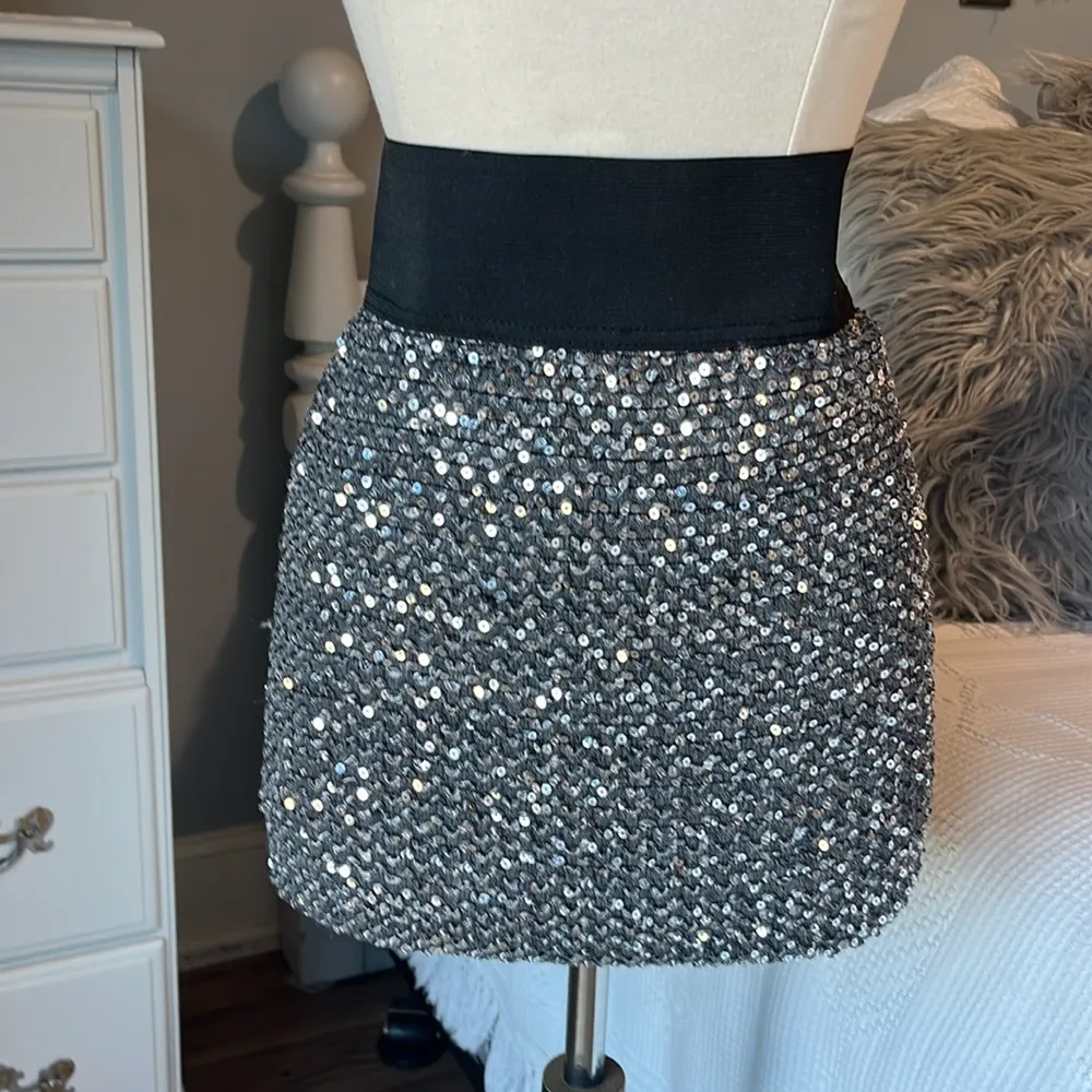 New Years Party Skirt Sequins Stretch Pencil A Line Mini Womens Small Rue21 - Image 11