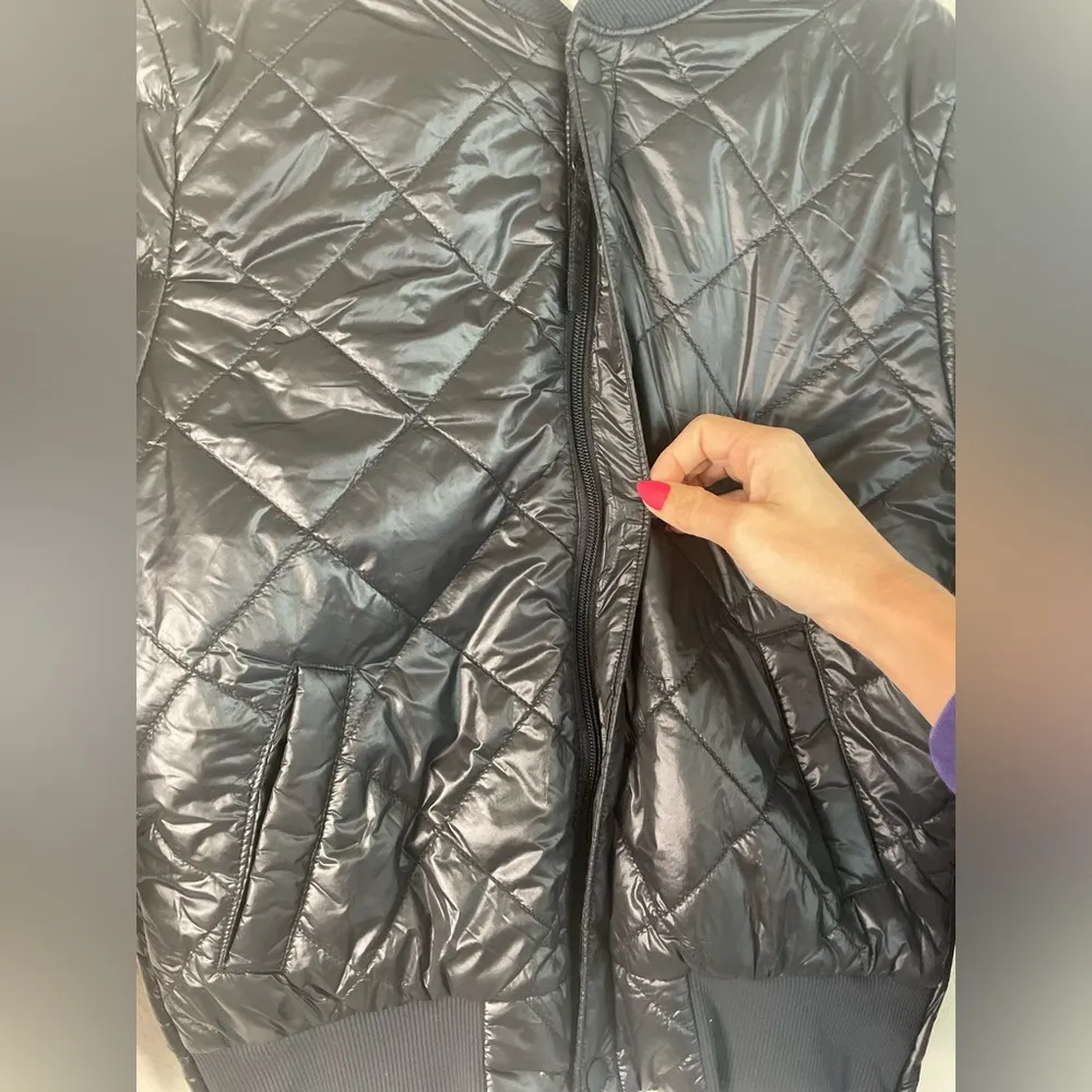 Aerie Offline Quilted Fleece Lined Nylon Zip-Up Bomber Jacket -Black Size M NWOT - Image 4