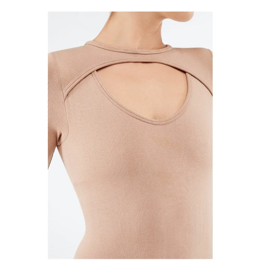 Fabletics Finley Cutout Seamless Desert Nude Beige Bodysuit Size Small - Image 6