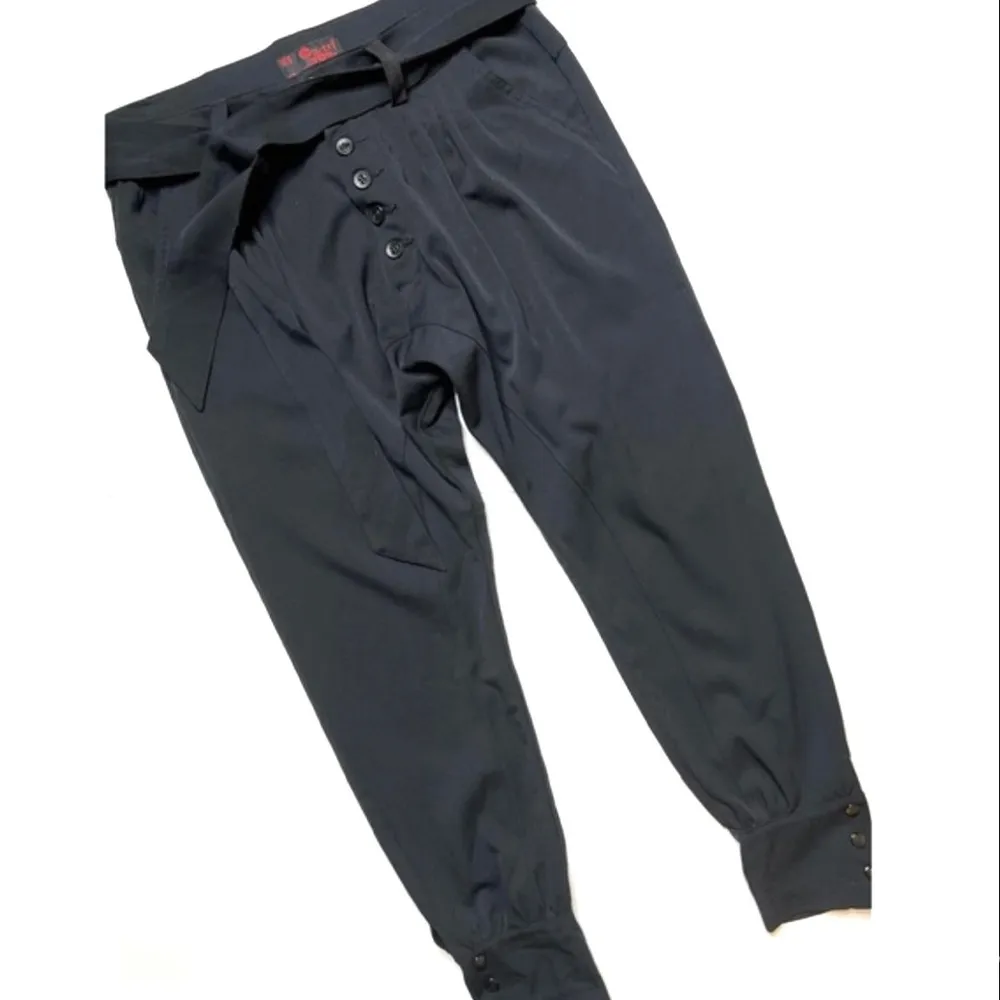 Zara TRF Black Paper Bag Button Down Tie Waist Pants Sz 8 - Image 12