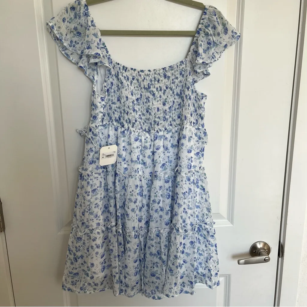 NEW Altar’d State Blue and White Floral Mini Dress Size Medium NWT - Image 8