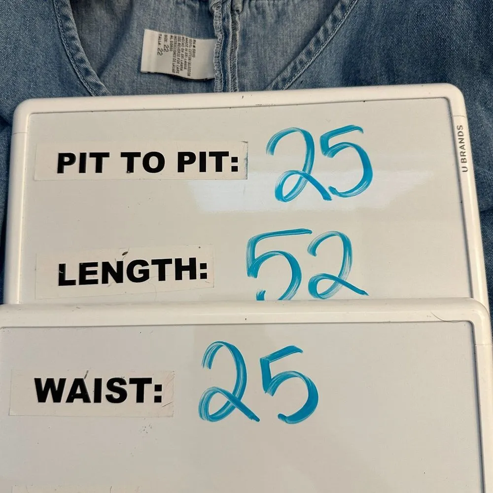 Vintage Sleeveless Denim Modest Maxi Dress Small Slits at Ankle Women's Size 22 Blue - Image 3