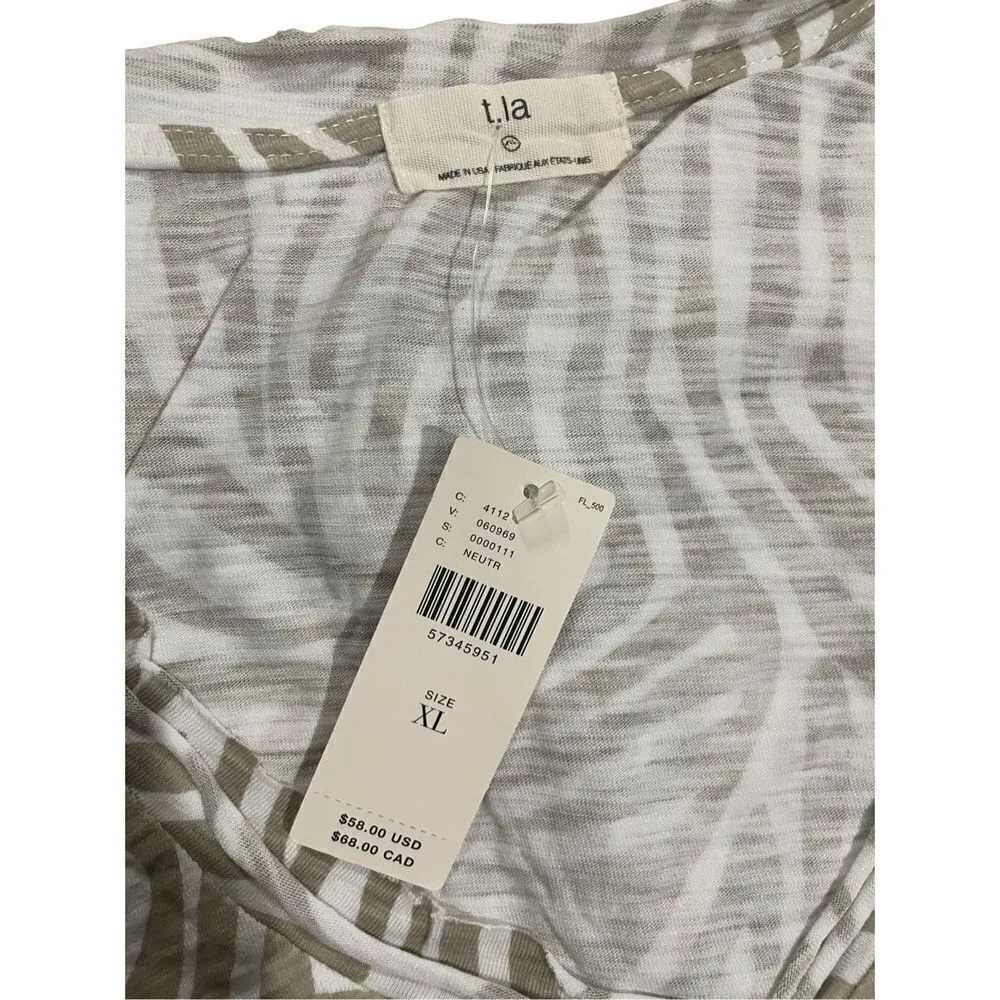 Anthropologie T.La Zebra Print Pocket V-Neck Short Sleeve Tee Shirt NWT XL - Image 3