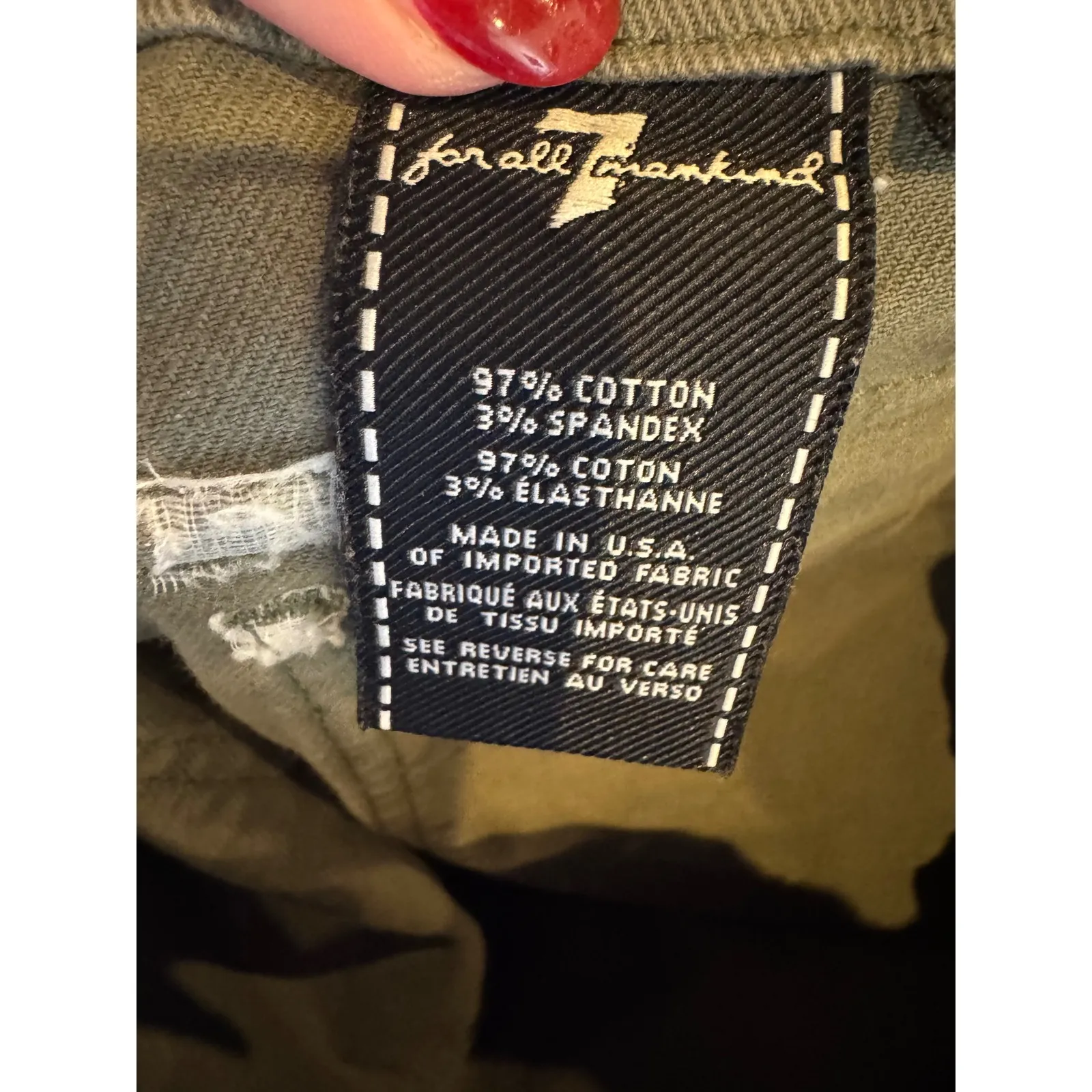 7 For‎ All Mankind Skirt Women 32 Olive Green Moss Utility Pocket Raw Hem Mini - Image 9