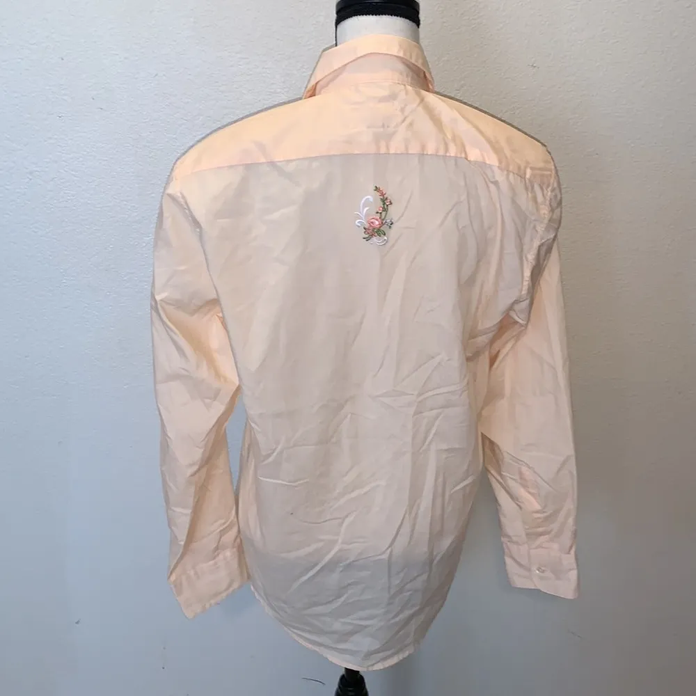 Softwear western embroidered floral sequined long sleeve button down shirt Orange - Image 8