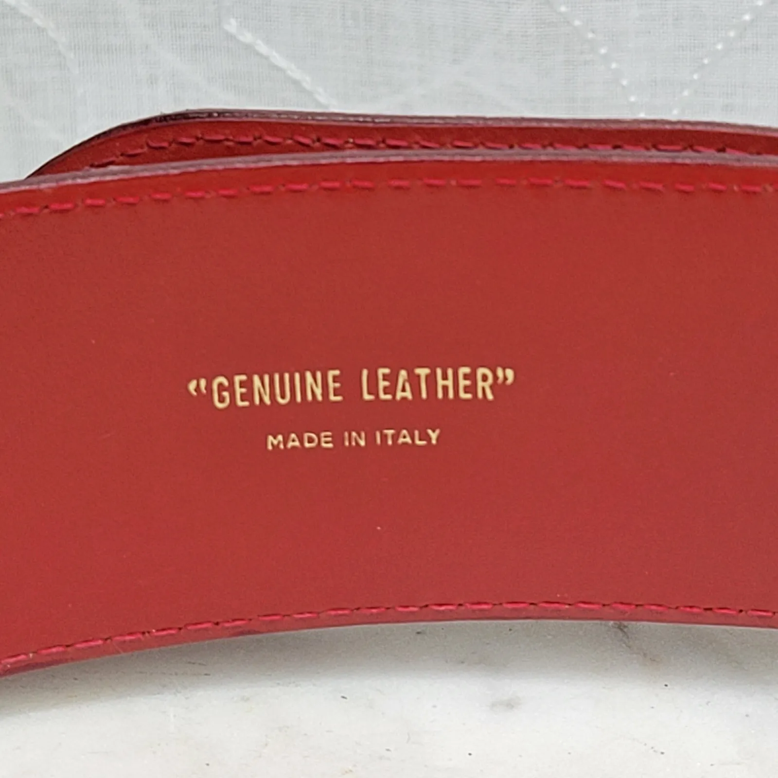 Paloma Picasso Red Leather Gold Chain Buckle Belt Made in Italy Vintage 31x2 - Image 6