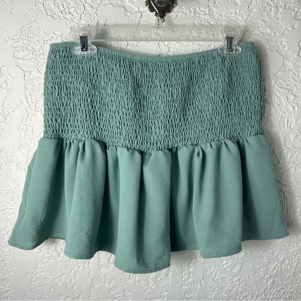 Urban Outfitters | Rara Satin Smocked Skirt Light Green Sage NWT Size L - Image 4
