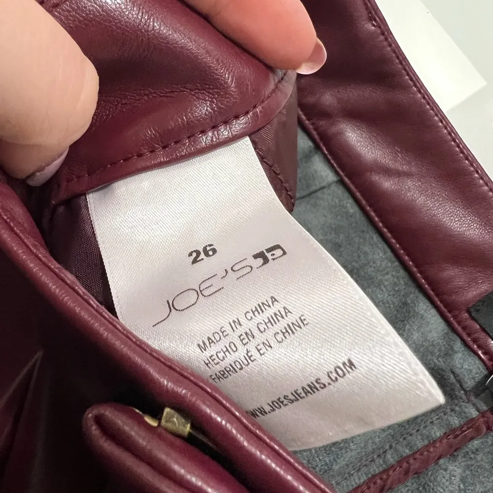 FLAWED Joe’s Jeans Red Mia Vegan Leather Pants Size 26 US $198 - Image 5
