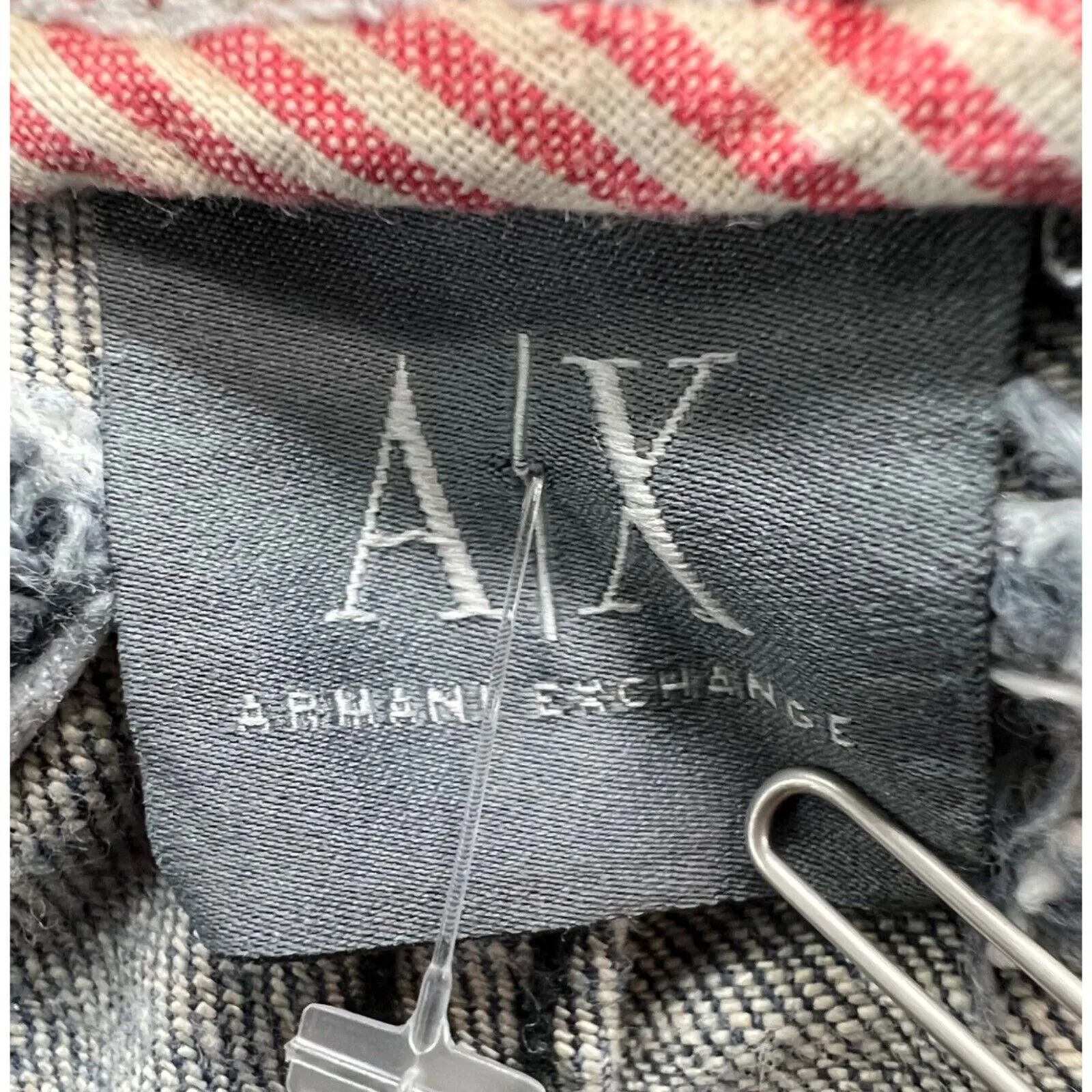 Armani Exchange Y2K Jeans 6 Blue Bootcut Leather Trim Low Rise Stretch Grunge - Image 13