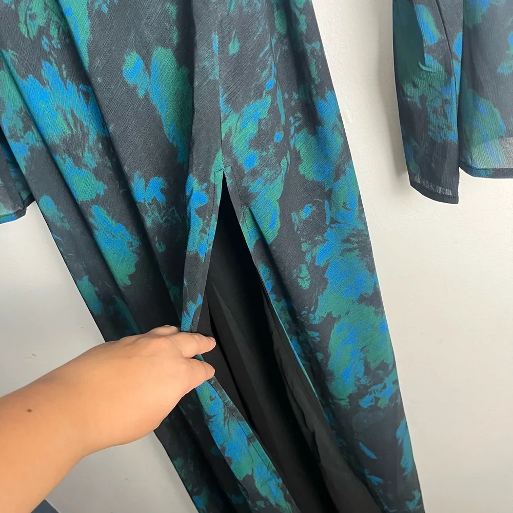 New ShowPo MIRSKI MIDI DRESS TIE WAIST FLARED SLEEVE DRESS IN JEWEL BLUR s 10 Blue - Image 8