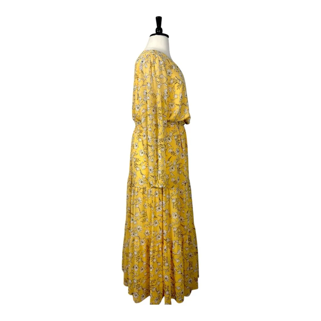City Chic Dress Maxi Wrap Top Elastic Waist Belted Yellow Floral Women’s Size 20 - Image 3