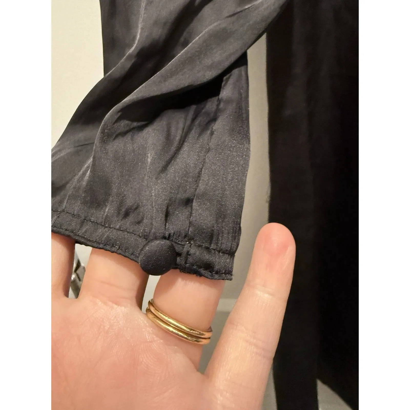 Women’s Wilfred Aritzia Brosset Off Shoulder Black Satin Ruffle Dress Size XS - Image 3