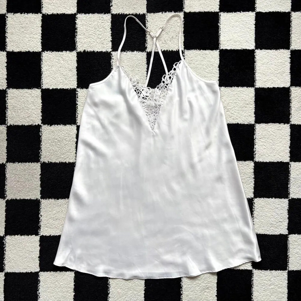 Flora Nikrooz White Satin Slip Dress M - Image 2