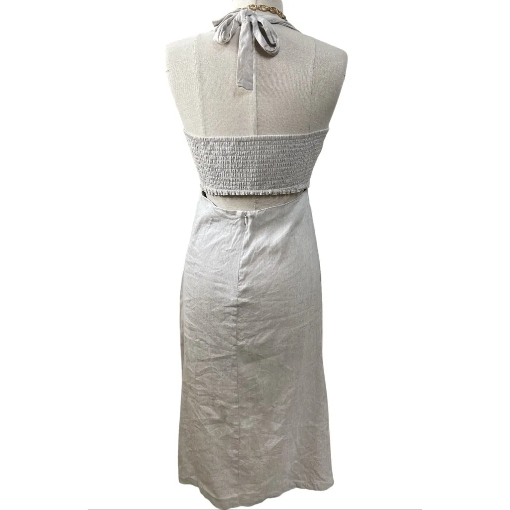 Modern Citizen Mira Linen Halter Square Neck Midi Dress in Off White Medium EUC - Image 4