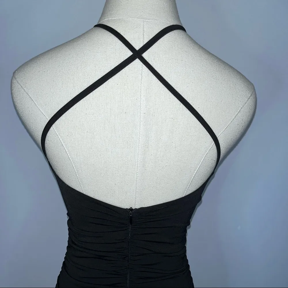 OLIVACEOUS Black Bodycon Ruched Halter Cutout Short Mini Dress Small NWOT LBD - Image 10