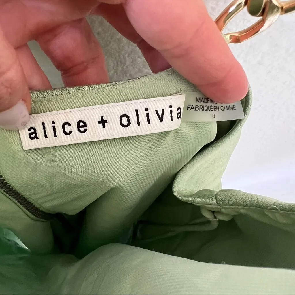Alice + Olivia Slip Dress Pastel Green Mint Harmony Chain Sleeveless Mini Dress - Image 9