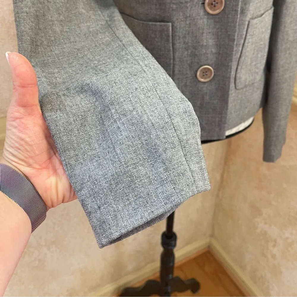 TORY BURCH 100% Wool Gray Blazer Jacket Academia Office Career Business Size 6 - Image 4