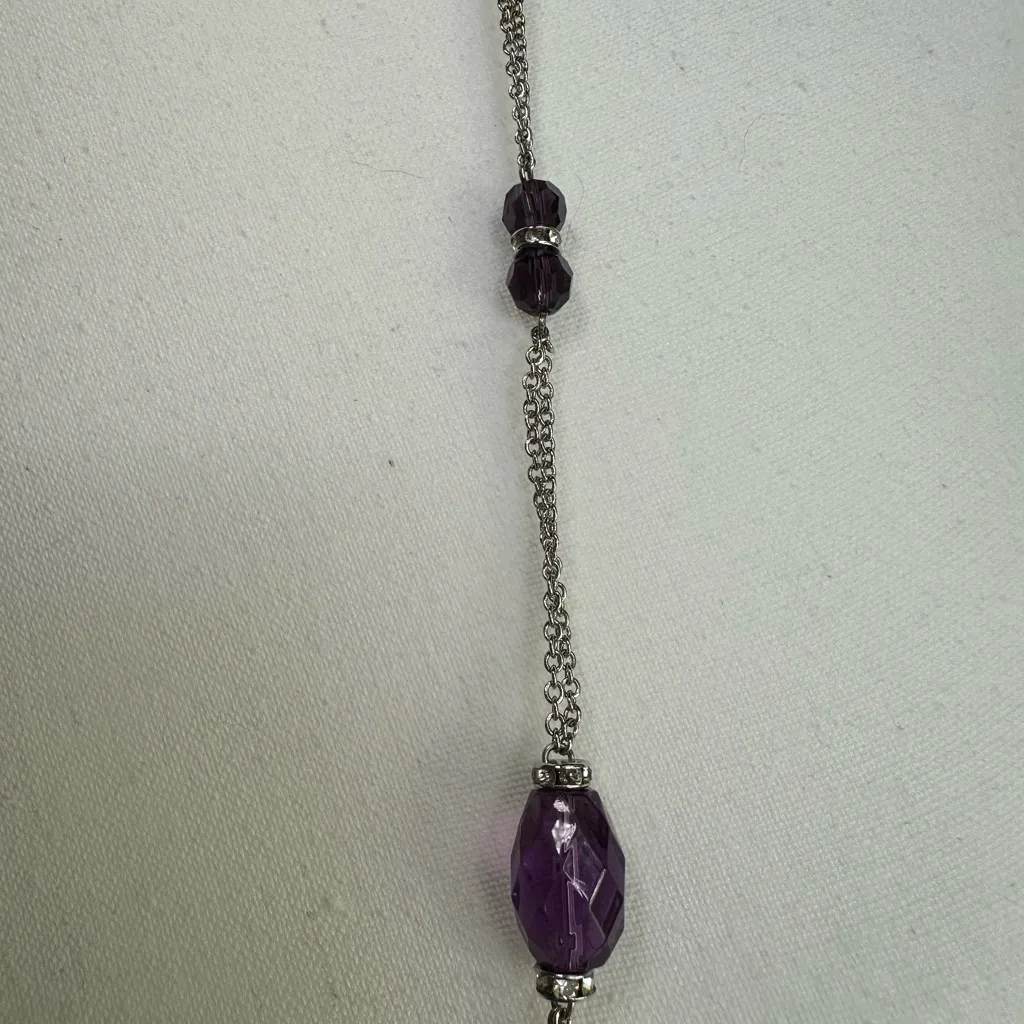 Chaps Silver and Purple Beaded Necklace - Image 6