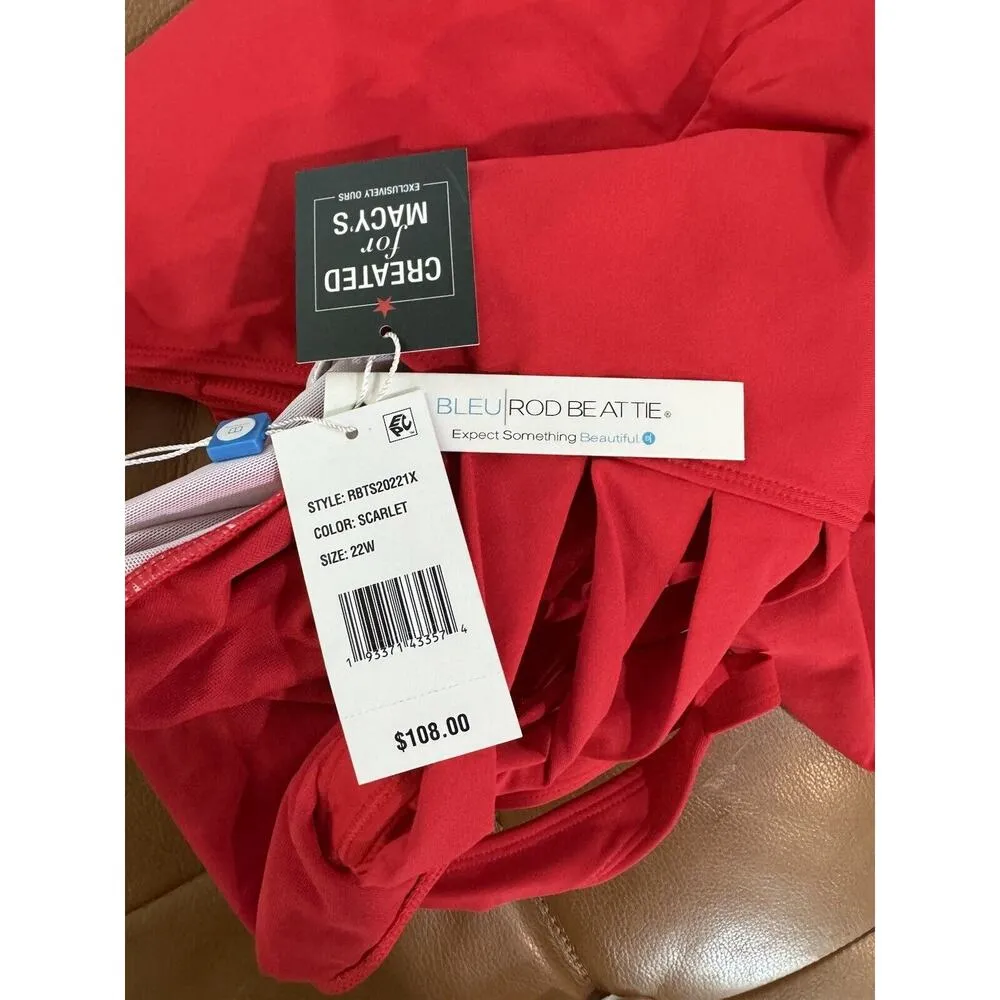 NWT Bleu Rod Beattie Scarlet Red Twister One Piece Deep V Swimsuit Womens Sz 22W - Image 5