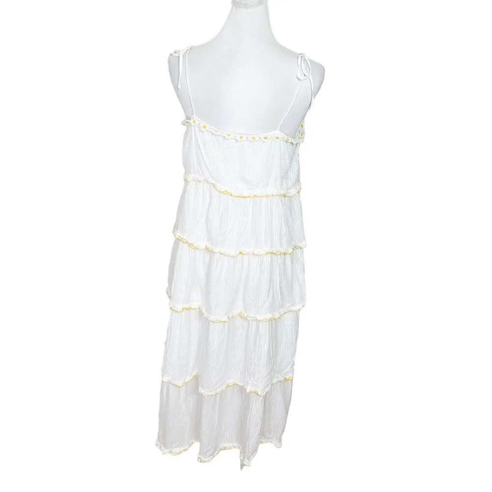 Tularosa Raz Midi Dress Women’s Size Medium White Embroidered Daisy Tiered - Image 5