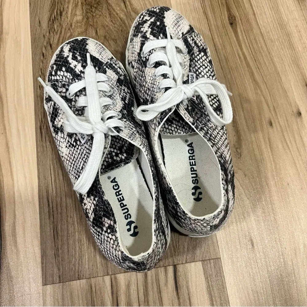 Superga  Snakeskin Print Platform Sneakers - Image 3
